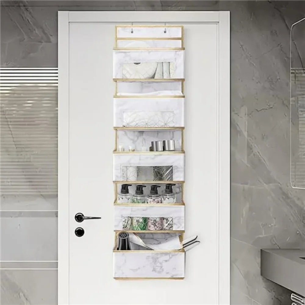 Over Door Hanging Organizer 5 Shelf Marble Closet Storage for Bathroom Nursery